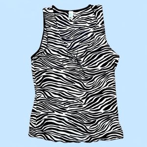 Y2K Mesh Zebra Striped Tank Top